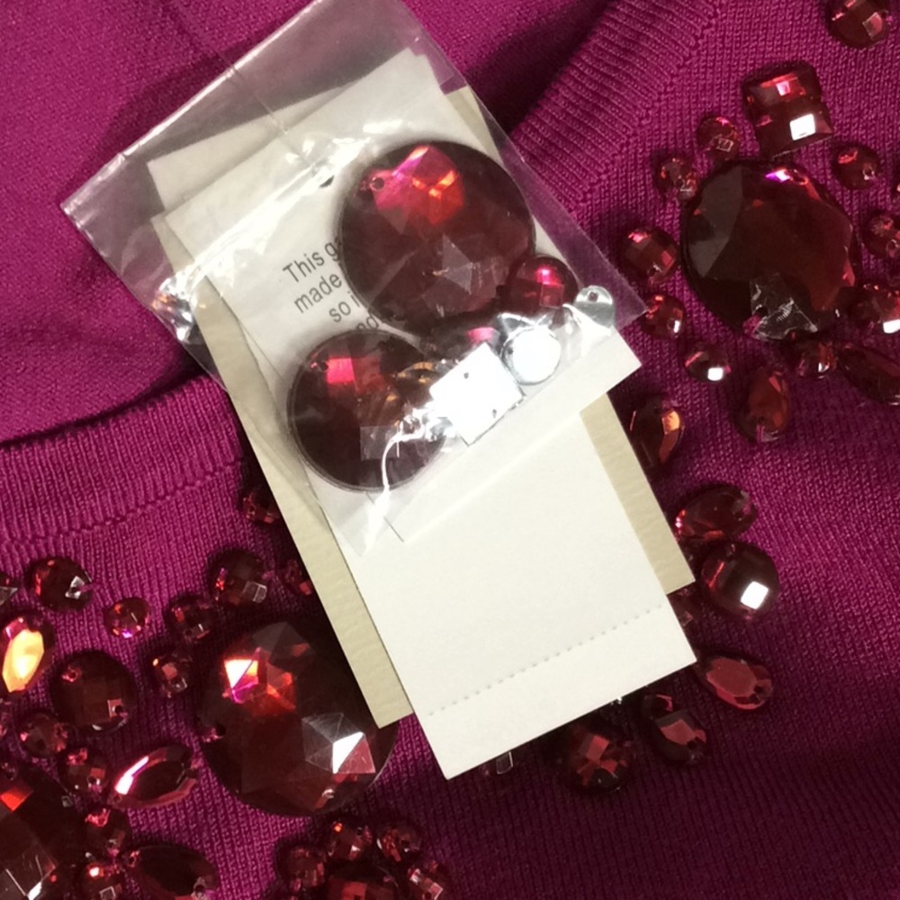 Lightweight Sweater with Rhinestone Neckline - Picture 4 of 5